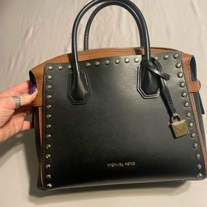 Michael Kors Studded Tote Bag Black/Brown
